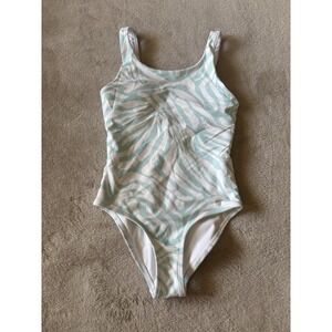 gb Girls Kid's Size 8 One Piece Padded Animal‎ Print Low Back Swimsuit Teal